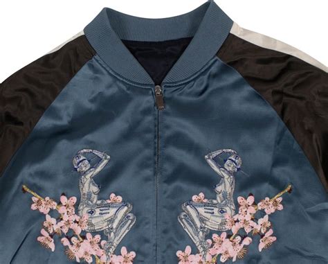 Dior x Sorayama Embroidered Souvenir Bomber Jacket in Blue 